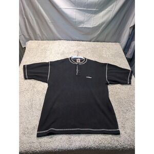 JNCO Made in USA Black Henley Short Sleeve Shirt Mens Size 2 Vintage